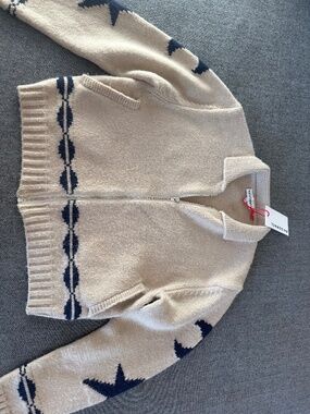NWT, RAISONNEL, WHIMSICAL ZIPPERED SWEATER